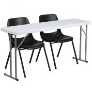 Rivera 3pcs 18 ft ft W x 60 ft ft L Rectangular Table w/2 Plastic Stack Chairs