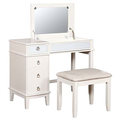  Riverbay Furniture Eva 2 Piece Bedroom Vanity Set in White