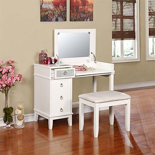  Riverbay Furniture Eva 2 Piece Bedroom Vanity Set in White