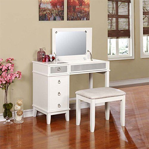  Riverbay Furniture Eva 2 Piece Bedroom Vanity Set in White