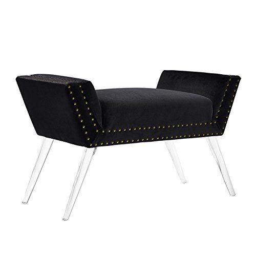 Riverbay Furniture Vanity Acrylic Leg Bench in Black