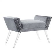 Riverbay Furniture Vanity Acrylic Leg Bench in Silver