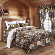 Rivers Regal Comfort White Camouflage Queen 8pc Premium Luxury Comforter, Sheet, Pillowcases, and Bed Skirt Set Camo Bedding Set for Hunters Cabin or Rustic Lodge Teens Boys and Girls