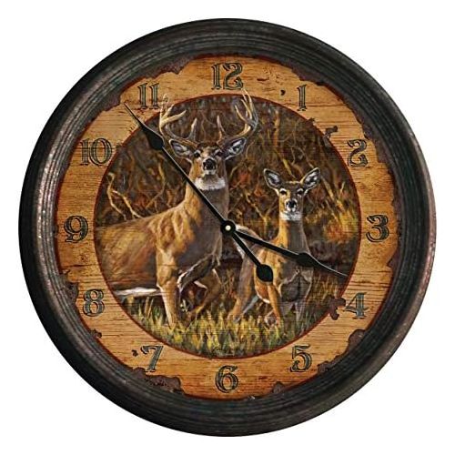  Rivers Edge Products Distressed Vintage Tin Wall Clock, 15-Inch