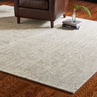 Rivet Contemporary Linear Distressed Wool Rug, 8 x 10, Grey