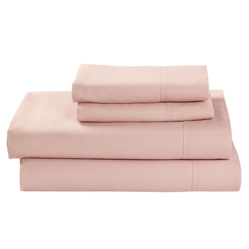  Rivet Percale 100% Organic Cotton Bed Sheet Set, Easy Care, Full, Peach Pink