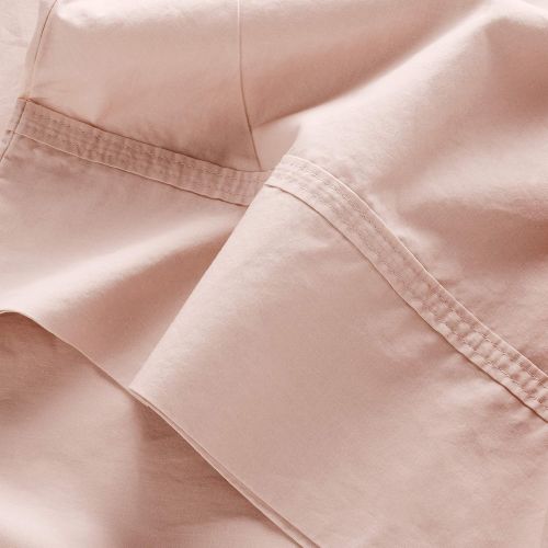  Rivet Percale 100% Organic Cotton Bed Sheet Set, Easy Care, Full, Peach Pink