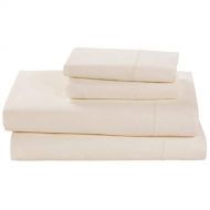 Rivet Soft 100% Percale Cotton Bed Sheet Set, Easy Care, Queen, Egret White