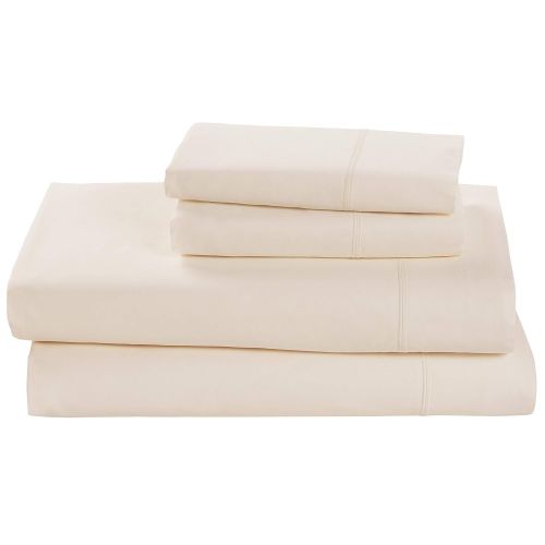  Rivet Soft 100% Percale Cotton Bed Sheet Set, Easy Care, Queen, Egret White