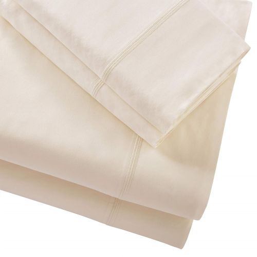  Rivet Soft 100% Percale Cotton Bed Sheet Set, Easy Care, Queen, Egret White