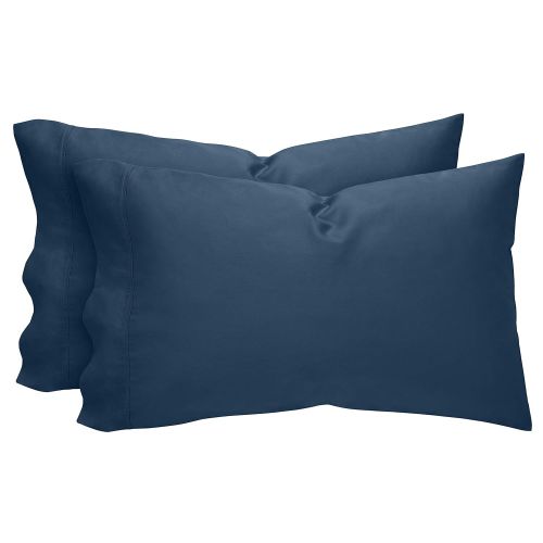 Rivet Cotton Tencel Bed Sheet Set, Soft and Breathable, Queen, Deep Sea Blue