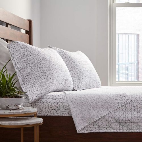  Rivet Spectrum 100% Sateen Cotton Bed Sheet Set, Easy Care, King, White