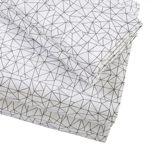  Rivet Spectrum 100% Sateen Cotton Bed Sheet Set, Easy Care, King, White