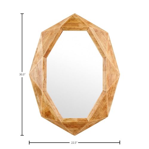  Rivet Modern Hexagon Wood Frame Mirror, 30H, Natural