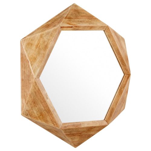  Rivet Modern Hexagon Wood Frame Mirror, 30H, Natural