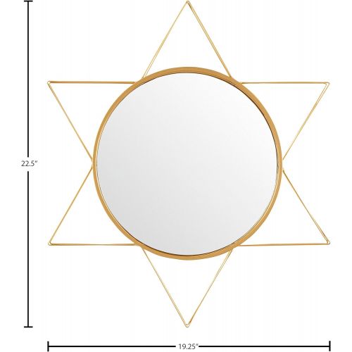  Rivet Modern 3-D Star Shaped Metal Mirror Home Decor, 22.5 Inch Height, Gold Finish