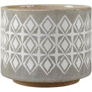 Amazon Brand - Rivet Geometric Ceramic Planter, 4.1H, White and Grey