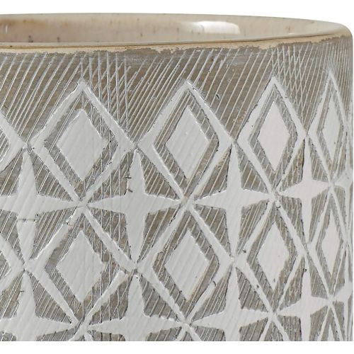  Amazon Brand - Rivet Geometric Ceramic Planter, 4.1H, White and Grey