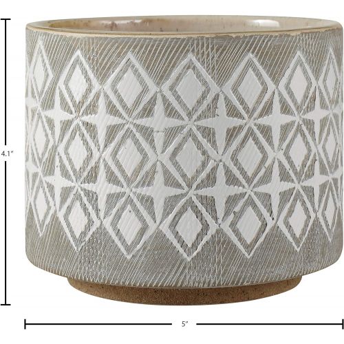  Amazon Brand - Rivet Geometric Ceramic Planter, 4.1H, White and Grey