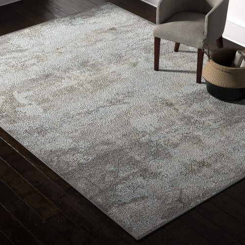  Rivet Distressed Medallion Rug, 8 x 11, Steel