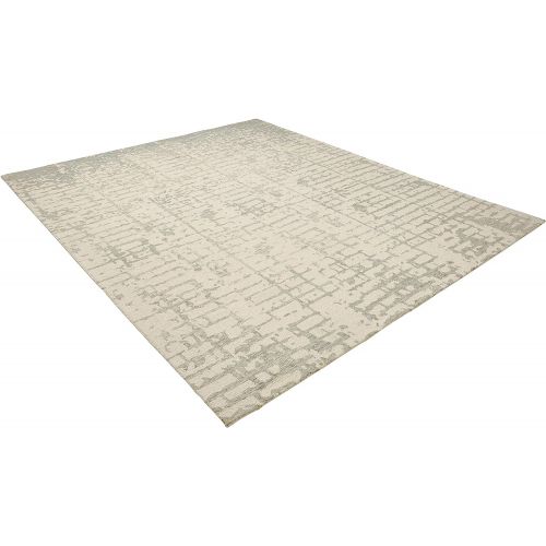  Rivet Contemporary Linear Distressed Wool Rug, 26 x 8, Grey