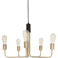Rivet Theory Edison Bulb Chandelier, 14.5H, With Bulbs, Black and Brass Finish