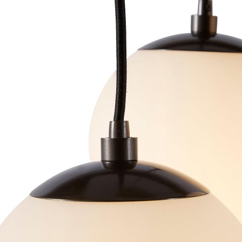  Rivet Eclipse 5-Globe Hanging Chandelier, 48H, Black Metal, Glass Globes