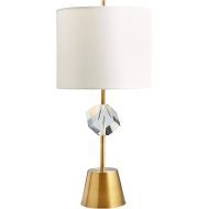 Rivet Modern Floor Lamp, 58H, With Bulb, Brass with Linen Shade