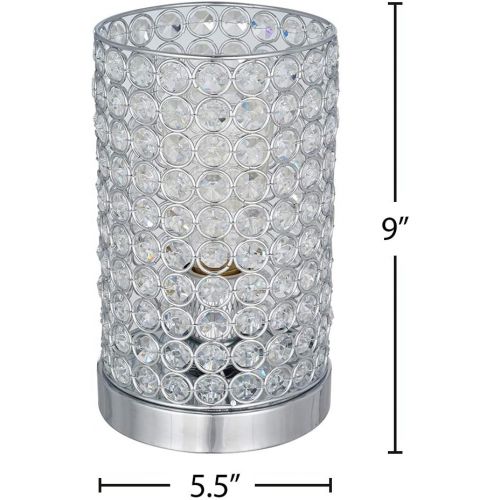  Rivet Modern Glam Chrome Torchiere Floor Lamp, 71 H, With LED Bulb, Glass Beads