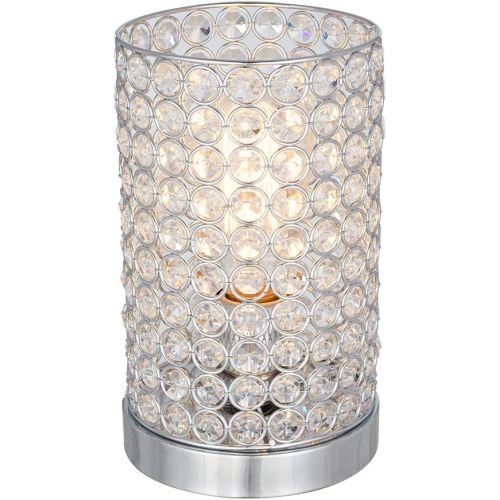  Rivet Modern Glam Chrome Torchiere Floor Lamp, 71 H, With LED Bulb, Glass Beads