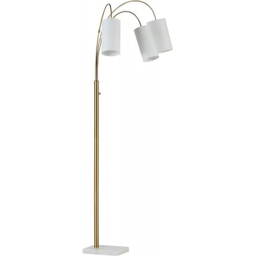  Rivet 3-Light Marble and Brass Arc Floor Lamp, With Bulbs , 79 x 27 x 21