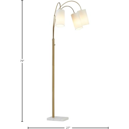  Rivet 3-Light Marble and Brass Arc Floor Lamp, With Bulbs , 79 x 27 x 21