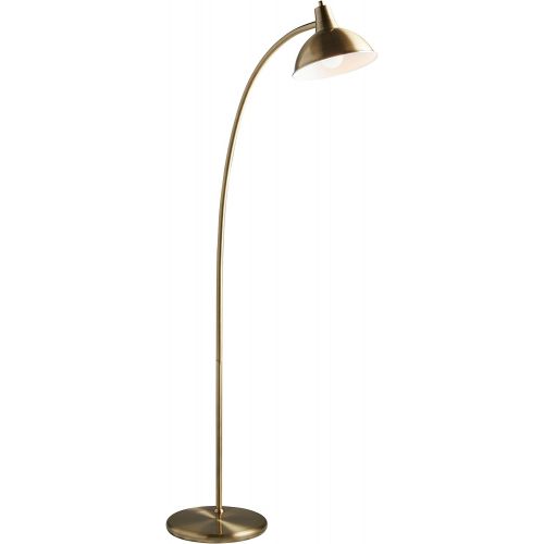  Rivet Minimalist Modern Floor Lamp, 58.5H, With Bulb, Brass