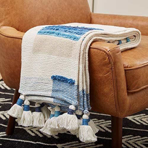  Rivet Global Textured Throw Blanket With Large Tassels