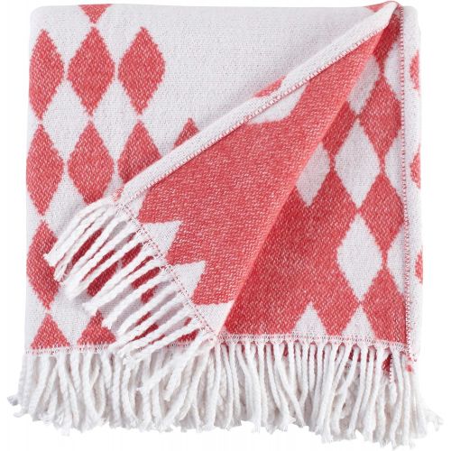  Rivet Colorful Geometric Diamond Jacquard Reversible Throw Blanket, 50x60, BlackWhite