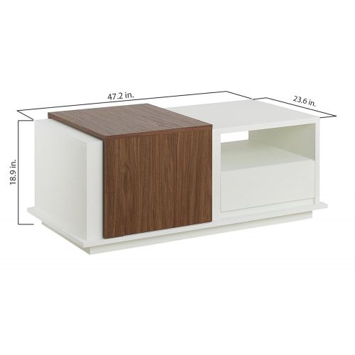  Rivet ioHOMES Modern Brooks Coffee Table, White and Walnut