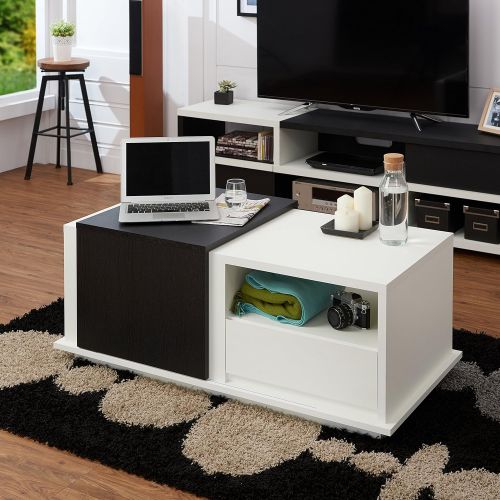  Rivet ioHOMES Modern Brooks Coffee Table, White and Walnut