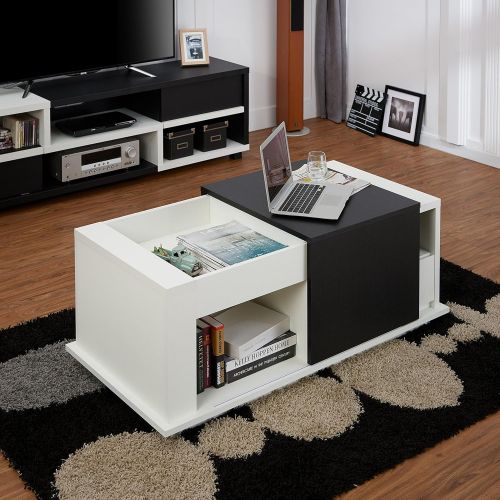  Rivet ioHOMES Modern Brooks Coffee Table, White and Walnut