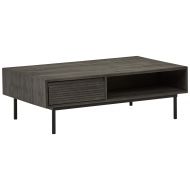 Rivet Stevens Modern Coffee Table, 47.24W, Acacia, Brushed Tundra Gray