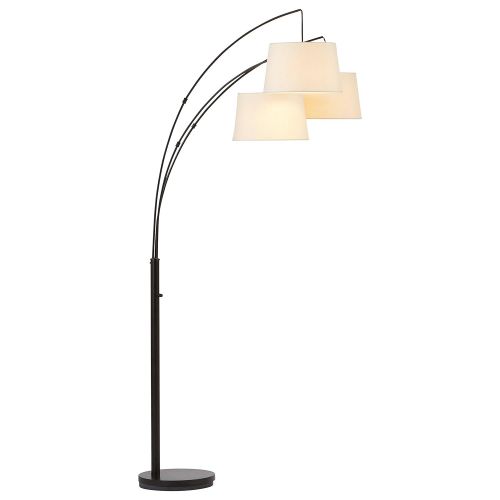  Rivet Modern Adjustable 3-Arm Floor Lamp, 77H, With Bulbs and Burlap Shades