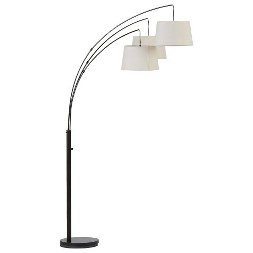  Rivet Modern Adjustable 3-Arm Floor Lamp, 77H, With Bulbs and Burlap Shades