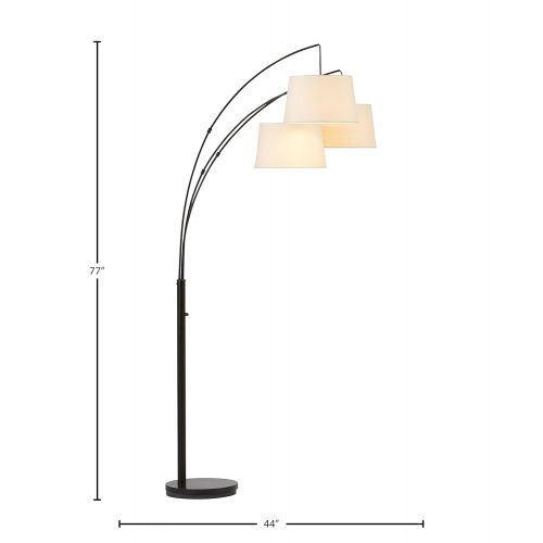  Rivet Modern Adjustable 3-Arm Floor Lamp, 77H, With Bulbs and Burlap Shades