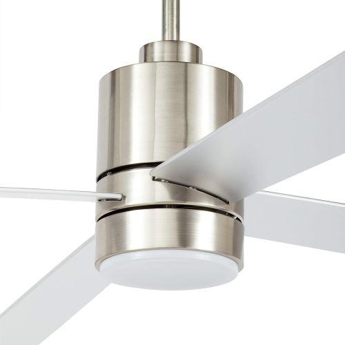  Rivet Modern Cylindrical Ceiling Fan with Bulb, 14H, Brushed Nickel