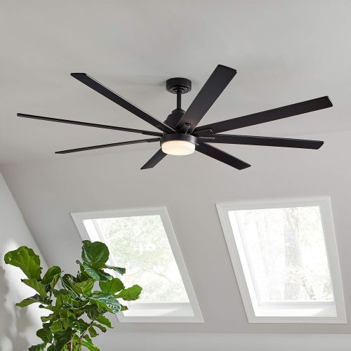  Rivet Modern DC Motor 18W LED Ceiling Fan with Bulb, 72W, Black, Remote Control