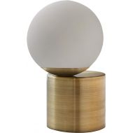 Rivet Modern Glass Globe Living Room Table Desk Lamp With LED Light Bulb - 7 x 10 Inches, Brass Finish