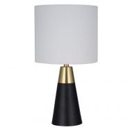 Rivet Mid-Century Modern Table Lamp with Bulb, 13.63H, Black and Gold