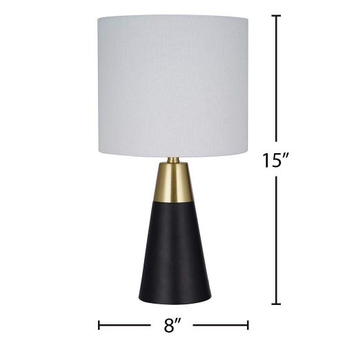  Rivet Mid-Century Modern Table Lamp with Bulb, 13.63H, Black and Gold