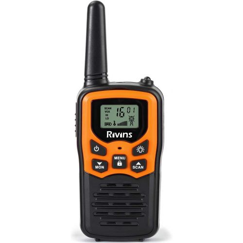  Walkie Talkies RV-7 with 22 FRS Channels, Rivins Walkie Talkies Long Range for Adults with LED Flashlight VOX Scan LCD Display, Handheld Walkie Talkie for Hiking Camping Trip (Oran