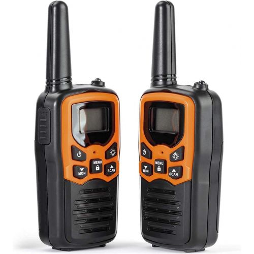  Walkie Talkies RV-7 with 22 FRS Channels, Rivins Walkie Talkies Long Range for Adults with LED Flashlight VOX Scan LCD Display, Handheld Walkie Talkie for Hiking Camping Trip (Oran