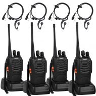 Rivins RV-9 Walkie Talkies Rechargeable for Adults UHF 400~470MHz 16 Channel Long Range Two Way Radio with Charger and Earpiece (4 Pack)